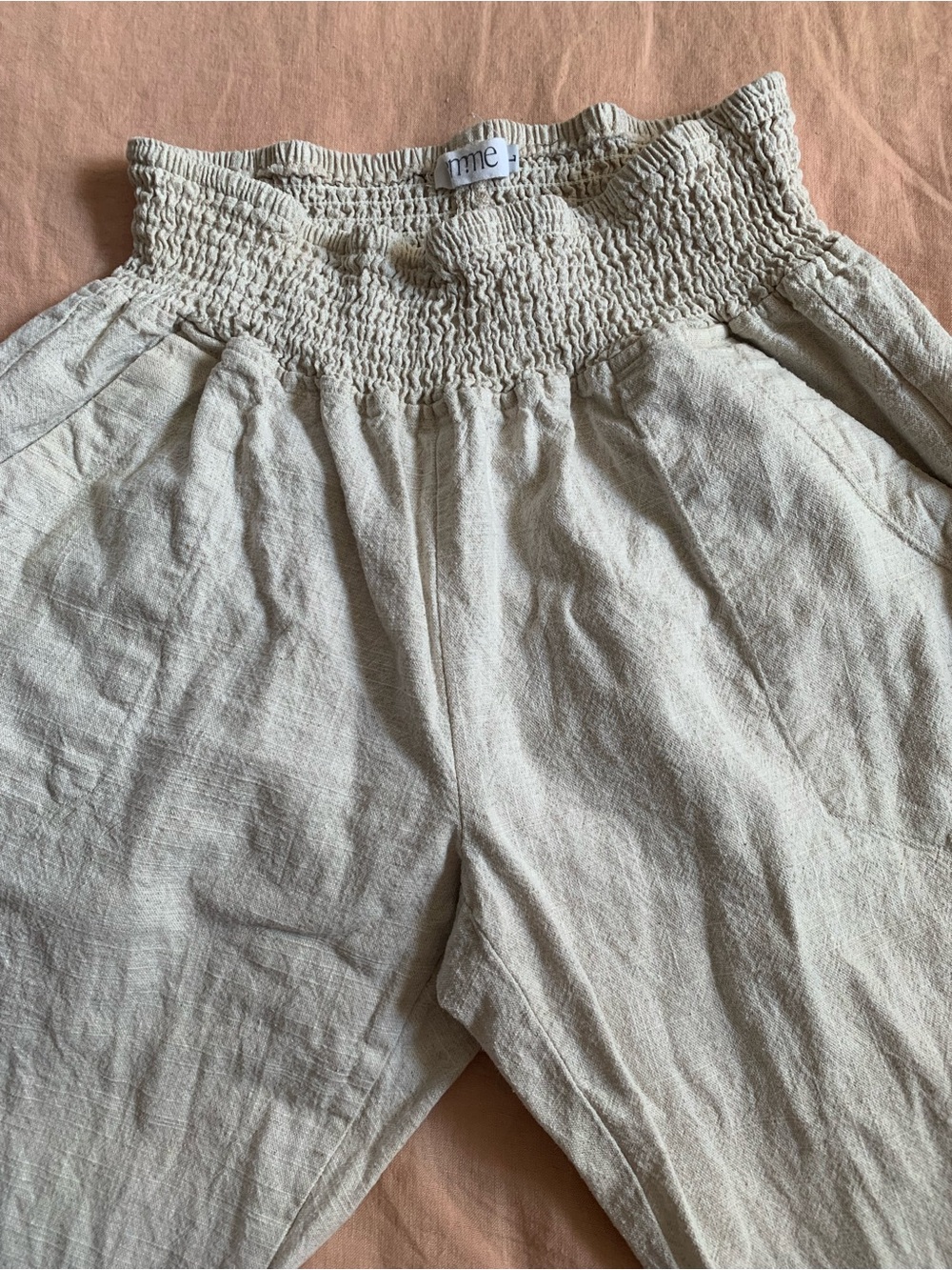 Emme Mama Transitional Maternity Pants Cream 100% Linen, large tall - Picture 3 of 10